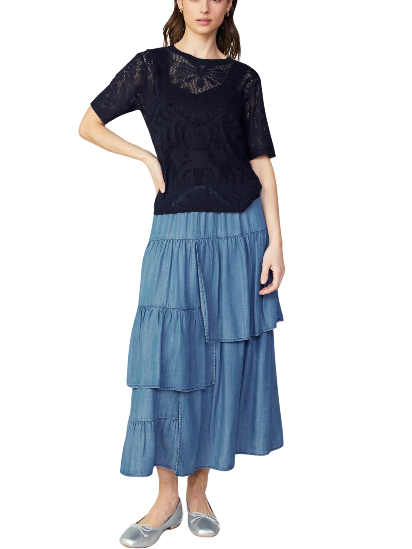 Blusa en crochet de manga corta - Escorpio Boutique