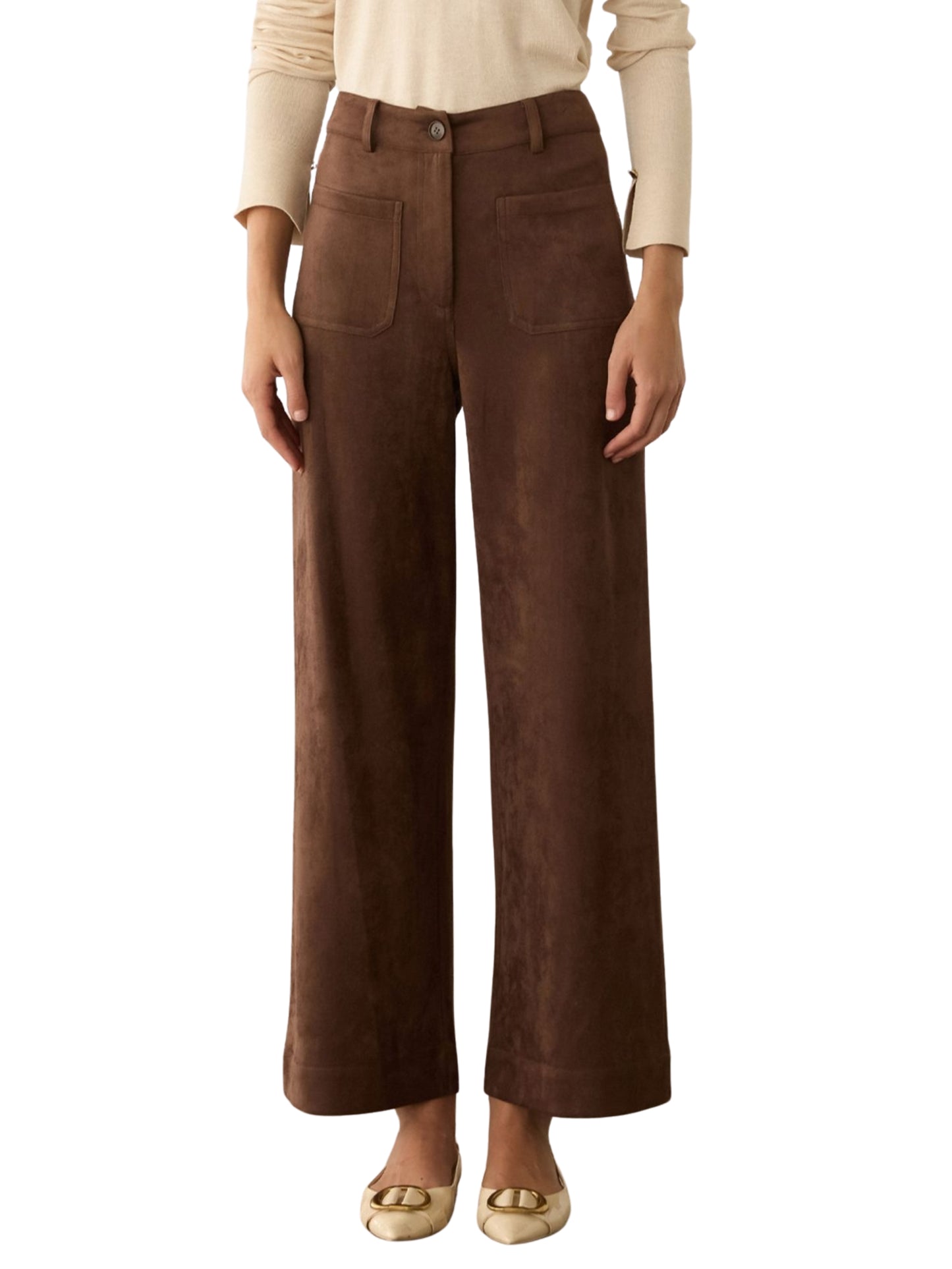Pantalon de pierna ancha en ante vegano - Escorpio Boutique