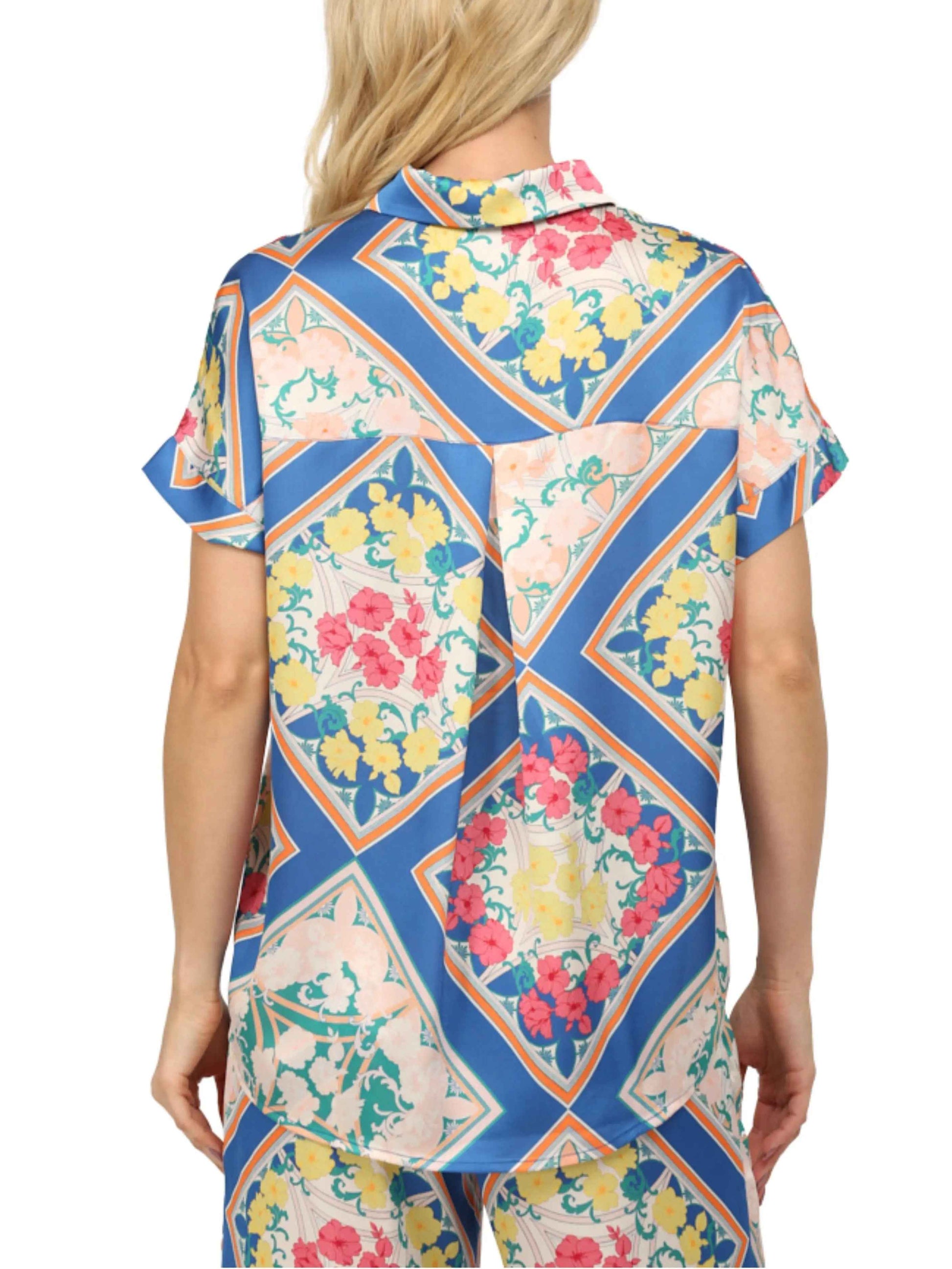 Set de manga corta en satín multicolor - Escorpio Boutique
