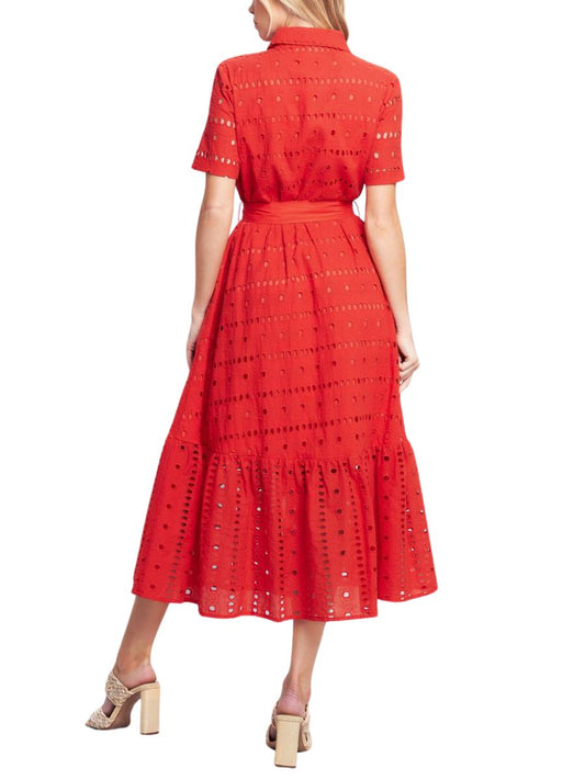 Vestido Midi Rojo Camisero