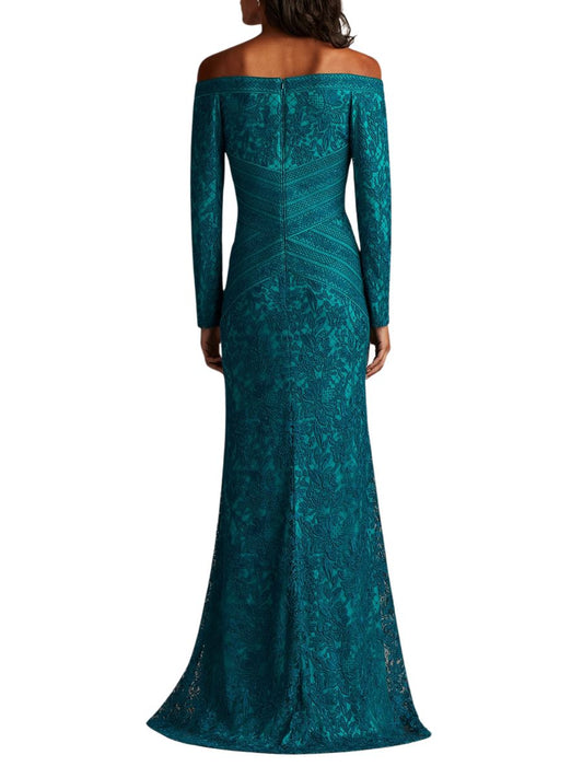 Vestido Largo Bordado Hombros descubiertos - Escorpio Boutique