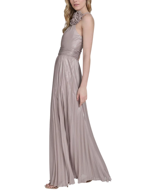 Vestido de fiesta halter satinado