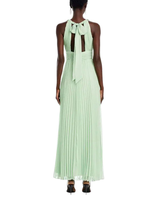 Vestido largo de gasa plisado para mujer