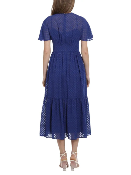 Vestido Midi de manga corta con lunares. - Escorpio Boutique