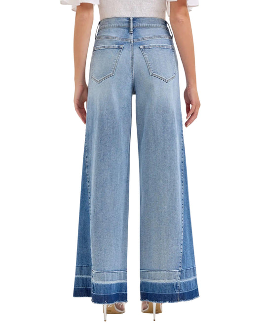 jeans wide leg degradado espalda