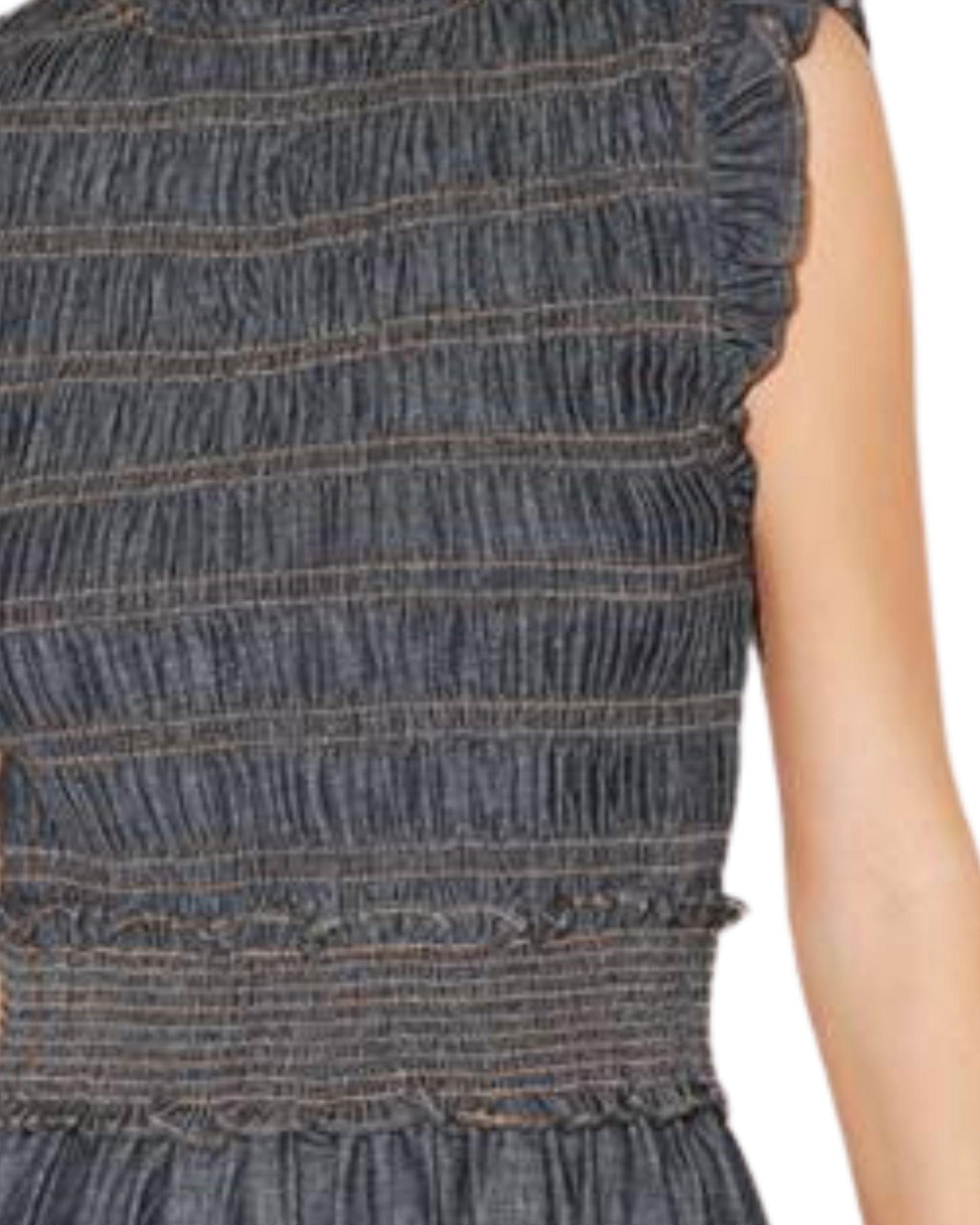 vestido midi mezclilla smock detalle