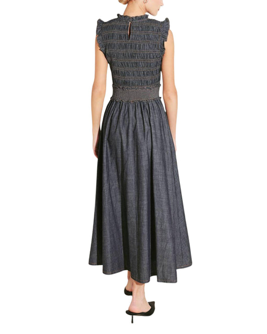 vestido midi mezclilla smock espalda