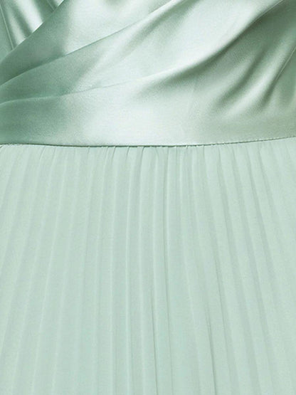 Vestido Largo en Satín Manga Larga