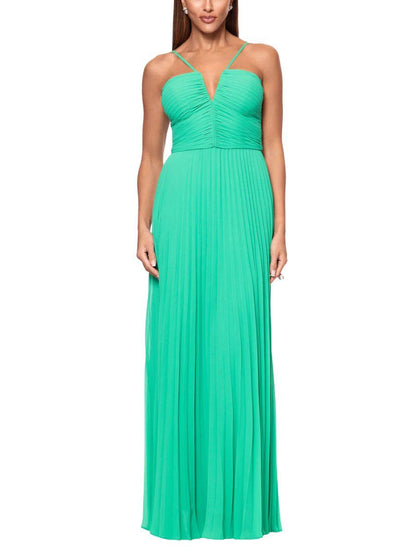 Vestido Largo en Gasa Cuello Halter