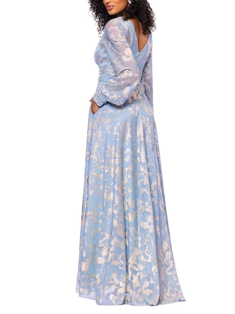 Vestido Largo Metálico con Manga Larga