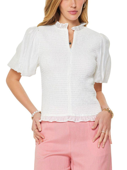 Blusa Blanca Smock Manga Globo