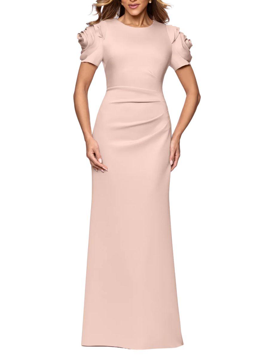 Vestido Largo Manga Corta Flores 3D