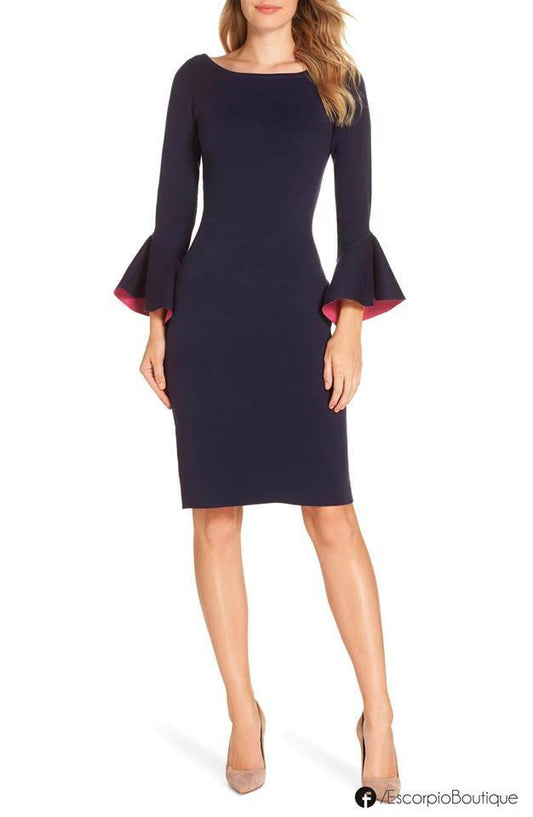 Vestido Corto tipo sweater con mangas campana