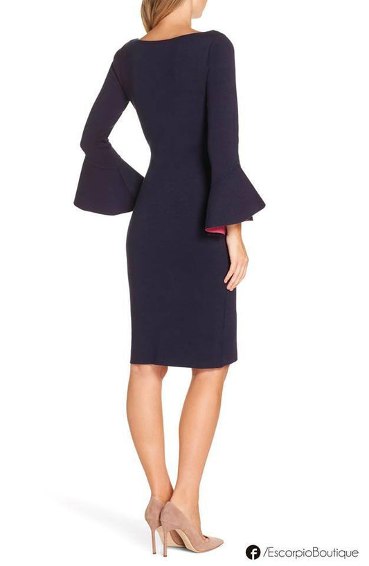 Vestido Corto tipo sweater con mangas campana