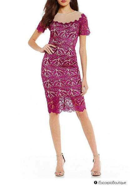 Vestido Corto de encaje manga corta