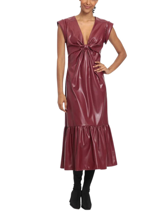 Vestido midi en piel vegana
