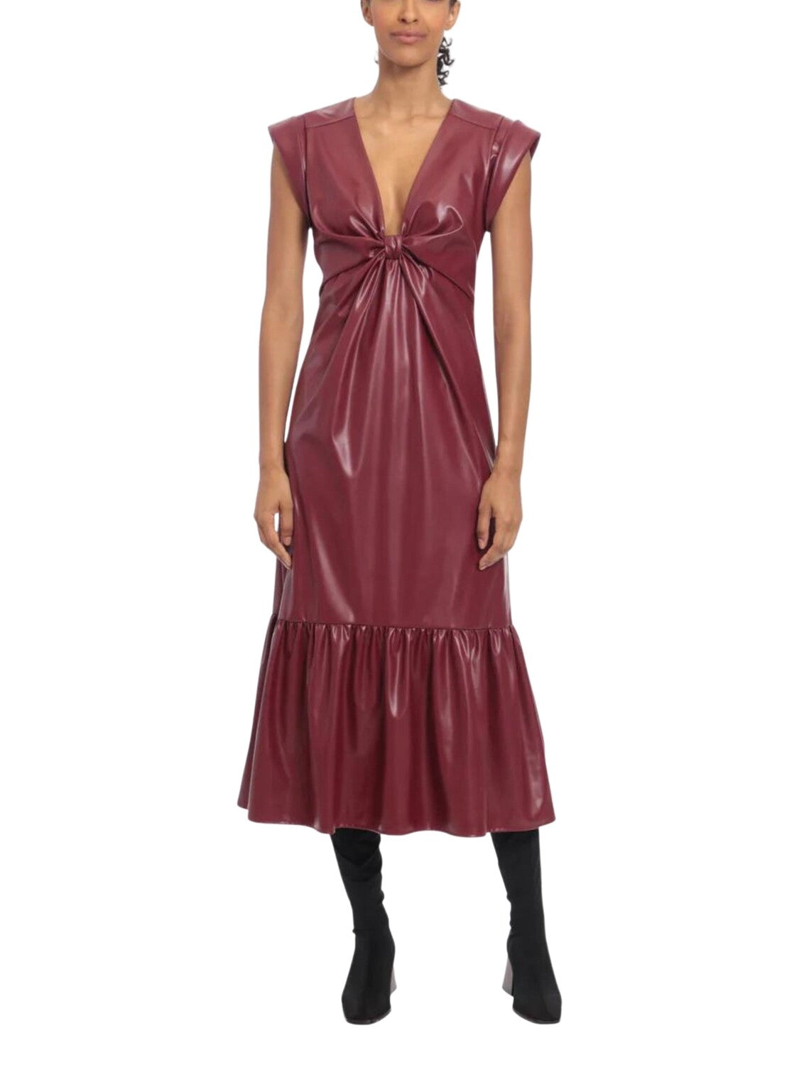Vestido midi en piel vegana