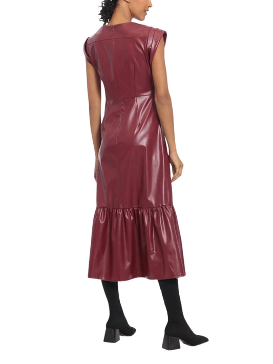 Vestido midi en piel vegana