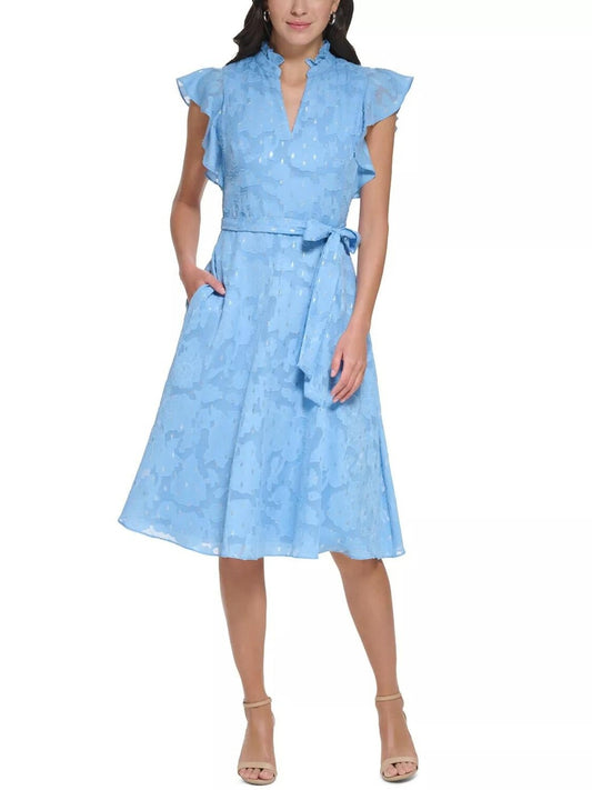 Vestido corto de manga corta con lunares metálicos