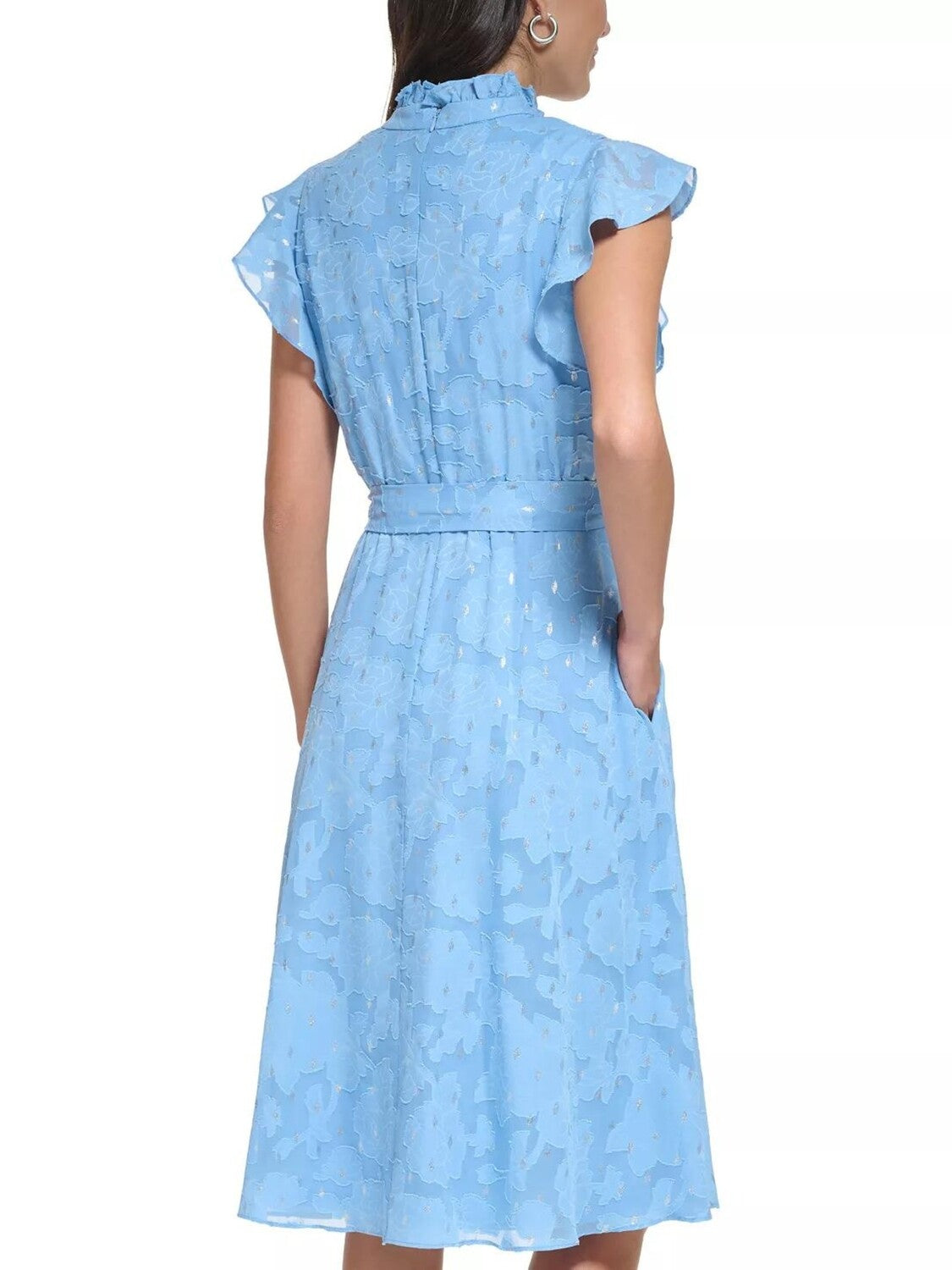 Vestido corto de manga corta con lunares metálicos