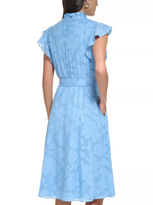 Vestido corto de manga corta con lunares metálicos