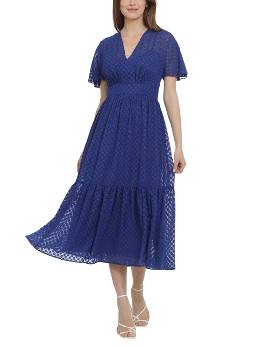 Vestido Midi de manga corta con lunares.