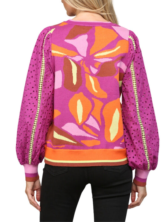 Sweater con print de hojas