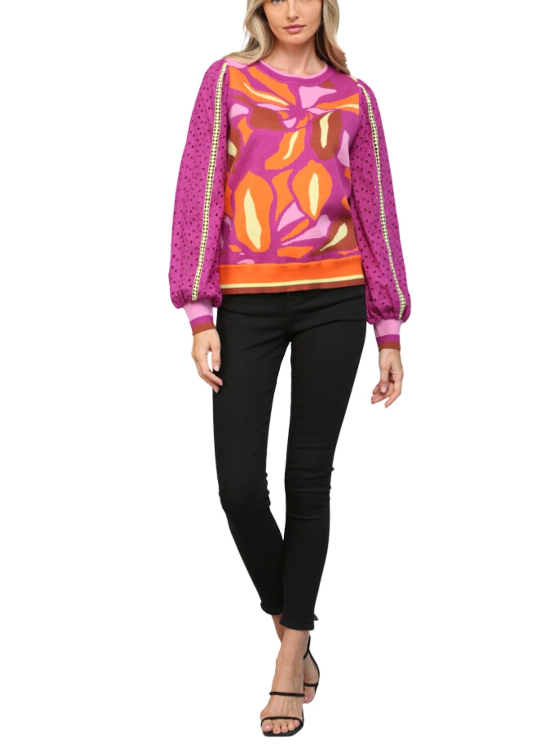 Sweater con print de hojas
