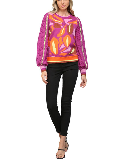 Sweater con print de hojas