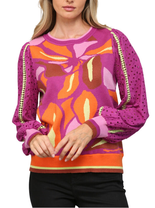 Sweater con print de hojas