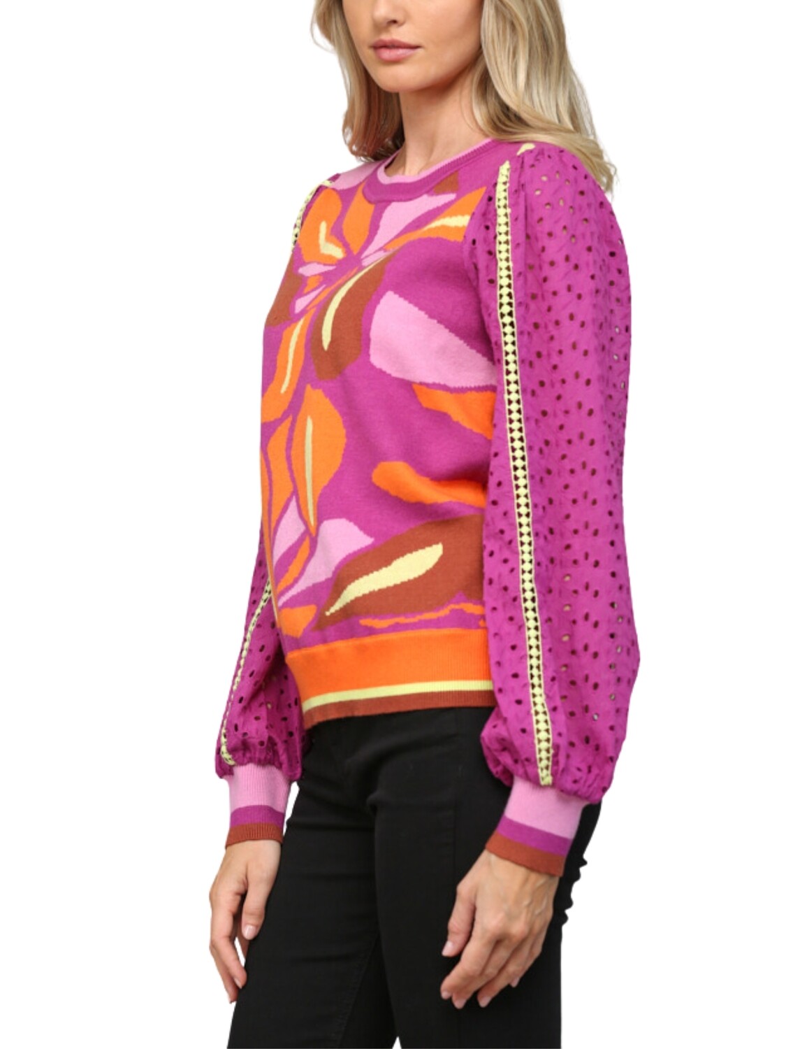 Sweater con print de hojas