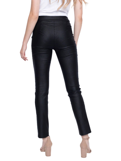 Pantalón recto con print de pata de gallo metalico.