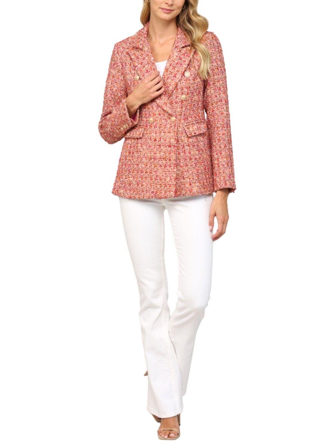 Saco cruzado de tweed.