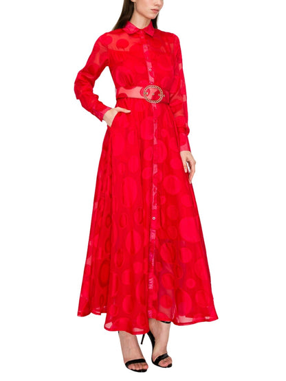 Maxi vestido de lunares con  manga larga