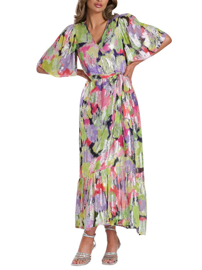 Maxi vestido de manga corta