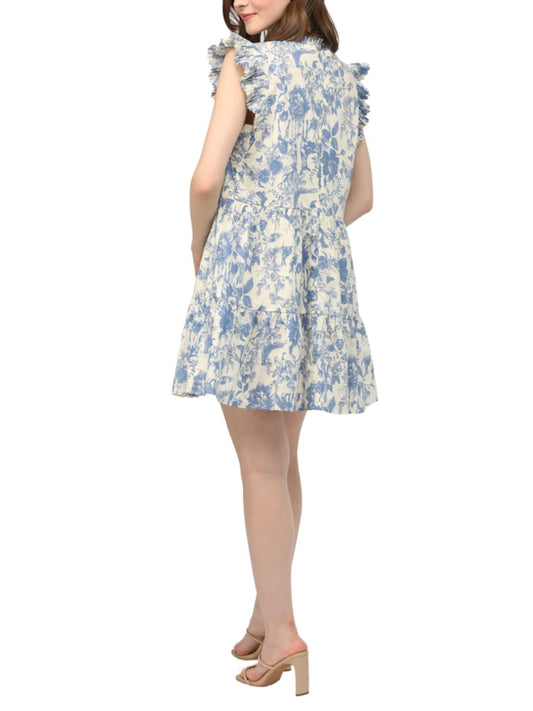 Vestido corto de manga escarola