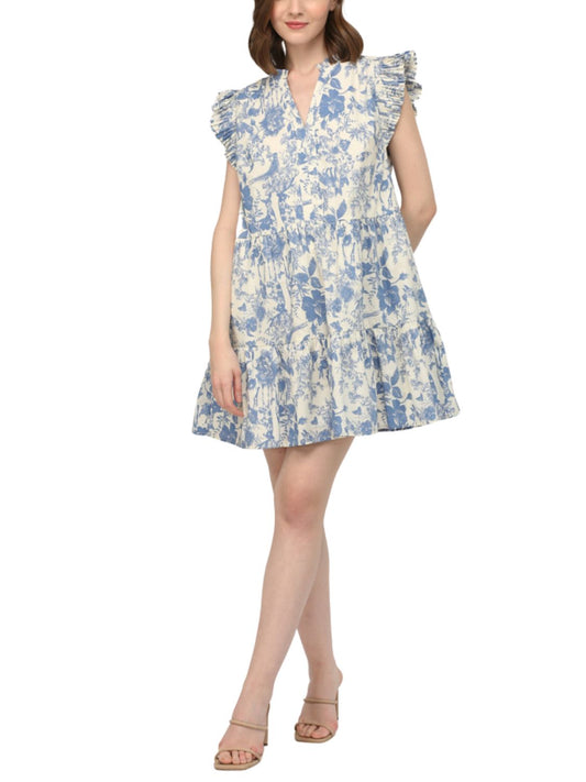 Vestido corto de manga escarola