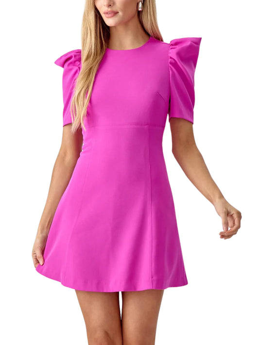 Vestido corto con mangas abullonadas