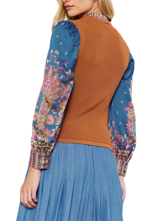 Blusa de manga larga con talle en punto