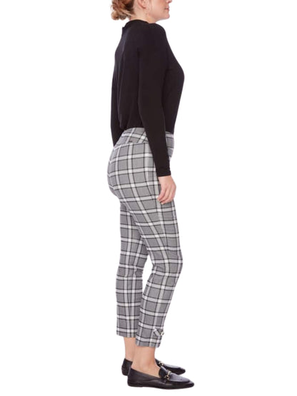 Pantalón de control abdominal en tartán metálico