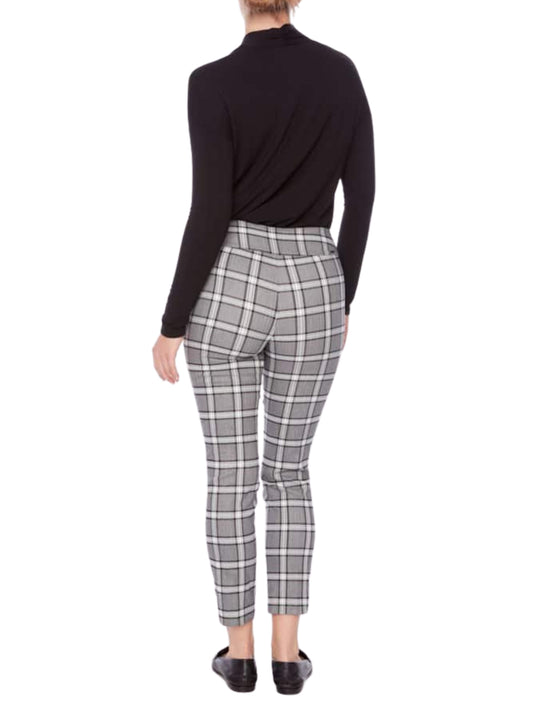 Pantalón de control abdominal en tartán metálico