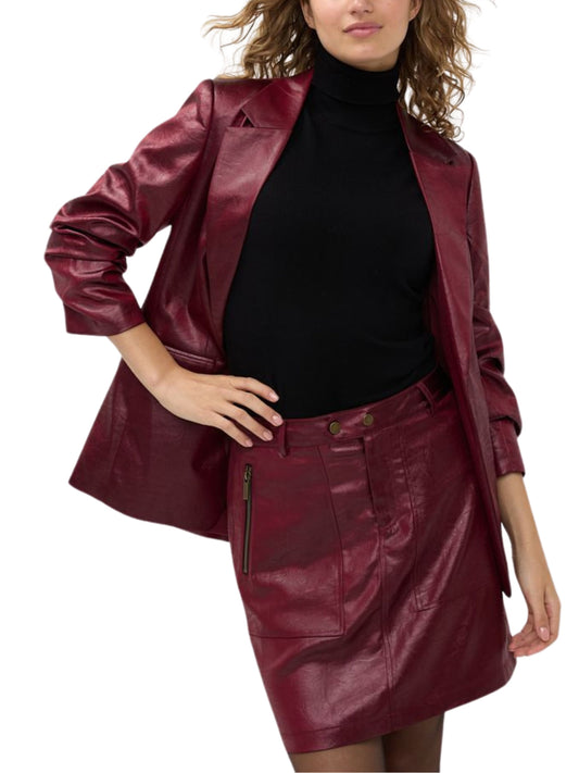 Blazer metálico de piel vegana efecto arrugado
