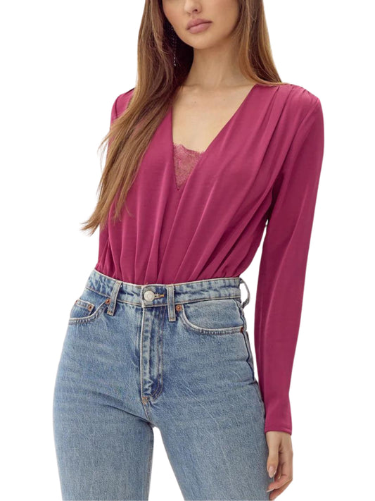 Panty blusa de manga larga con encaje