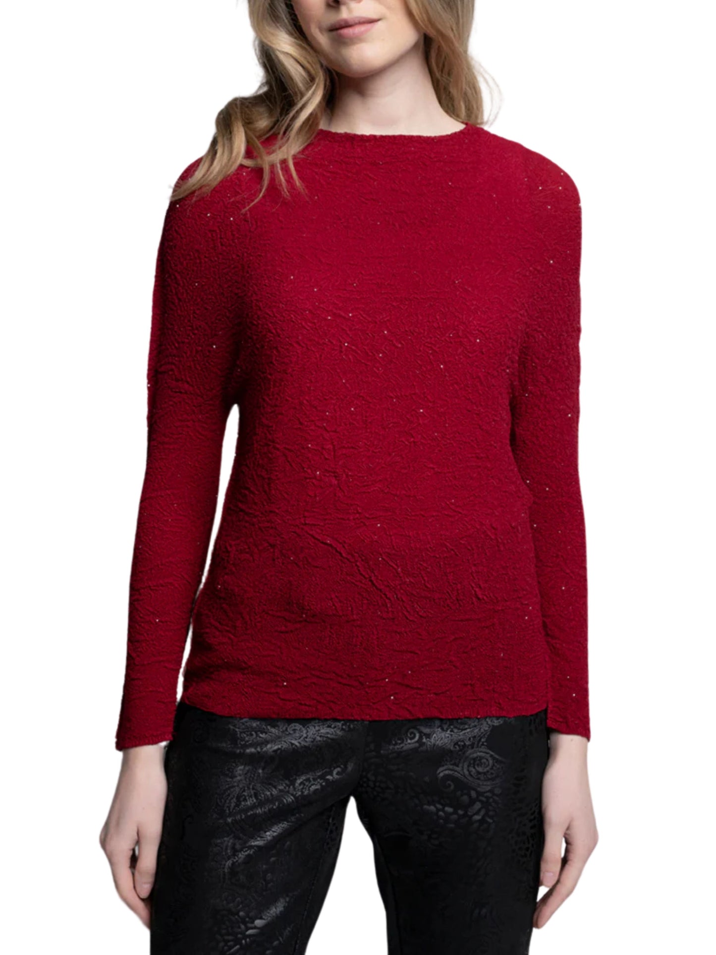 Blusa con gliter efecto arrugado.