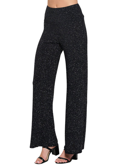 Pantalón de gliter con pierna amplia
