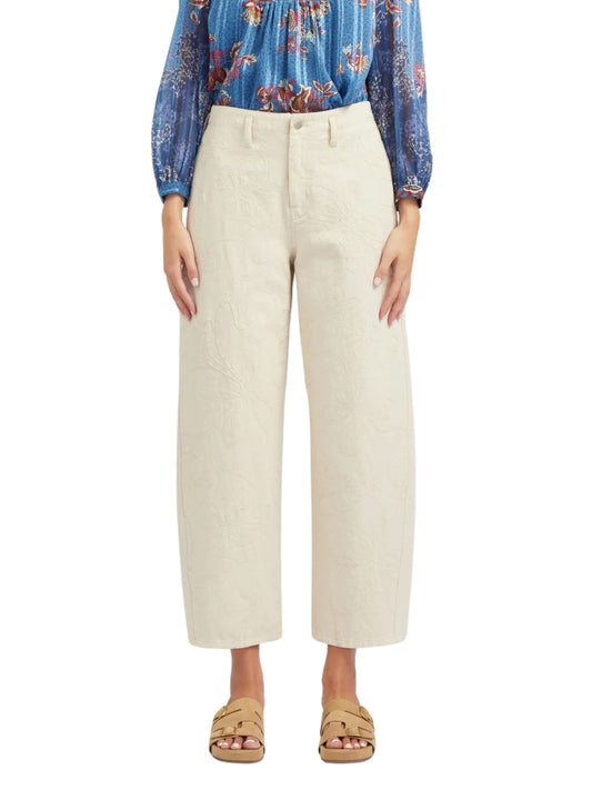 Jeans corte barrel bordados