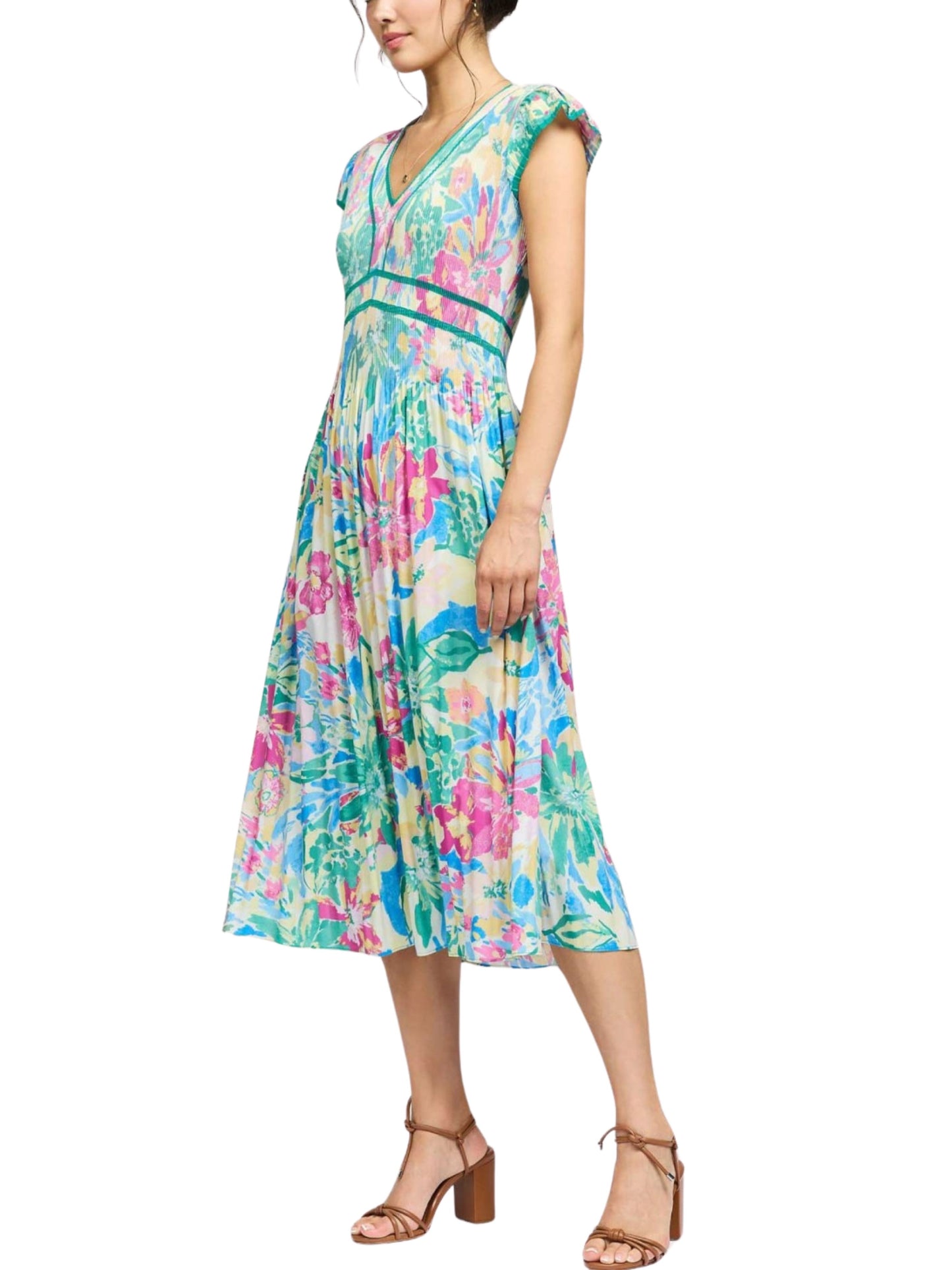 Vestido midi de talle elástico.