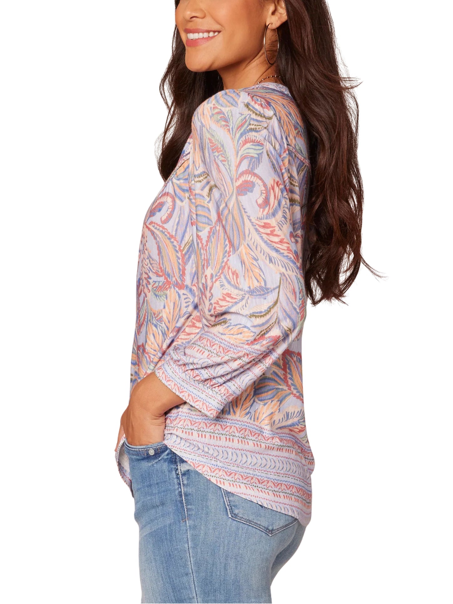 Blusa de manga 3/4 multicolor