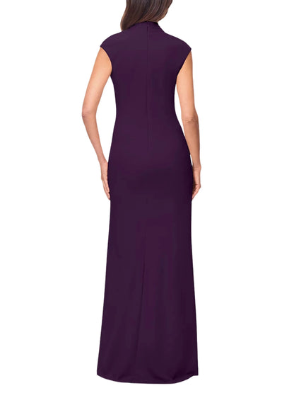 Vestido largo manga corta con drapeado lateral - Escorpio Boutique