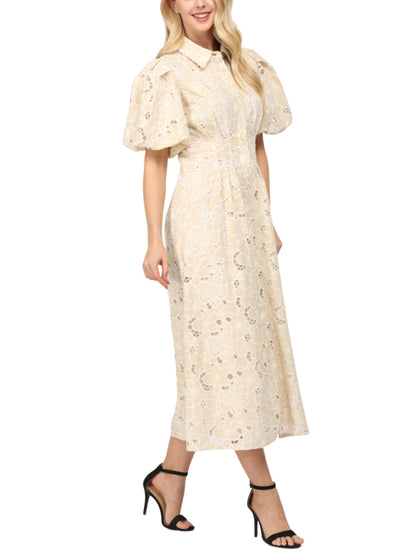 Vestido midi manga globo.